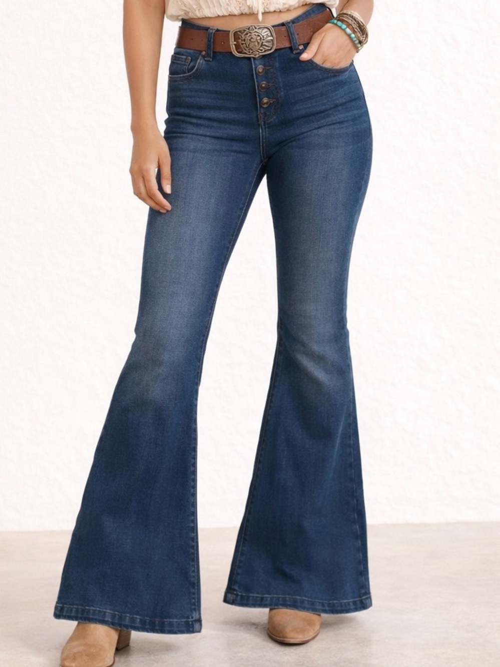 KanCan High-Rise Exposed Button Fly Bell Bottom Flare Jeans - Size 9/28